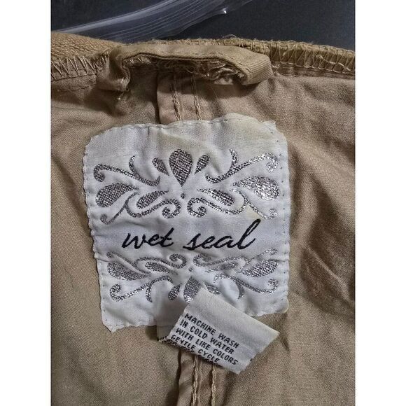 Womens Beige Utility Jacket Hood Snap Buttons Stud Detail Lightweight Casual S - Picture 16 of 16